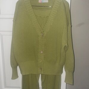 Olive Green Women's Sweater Set